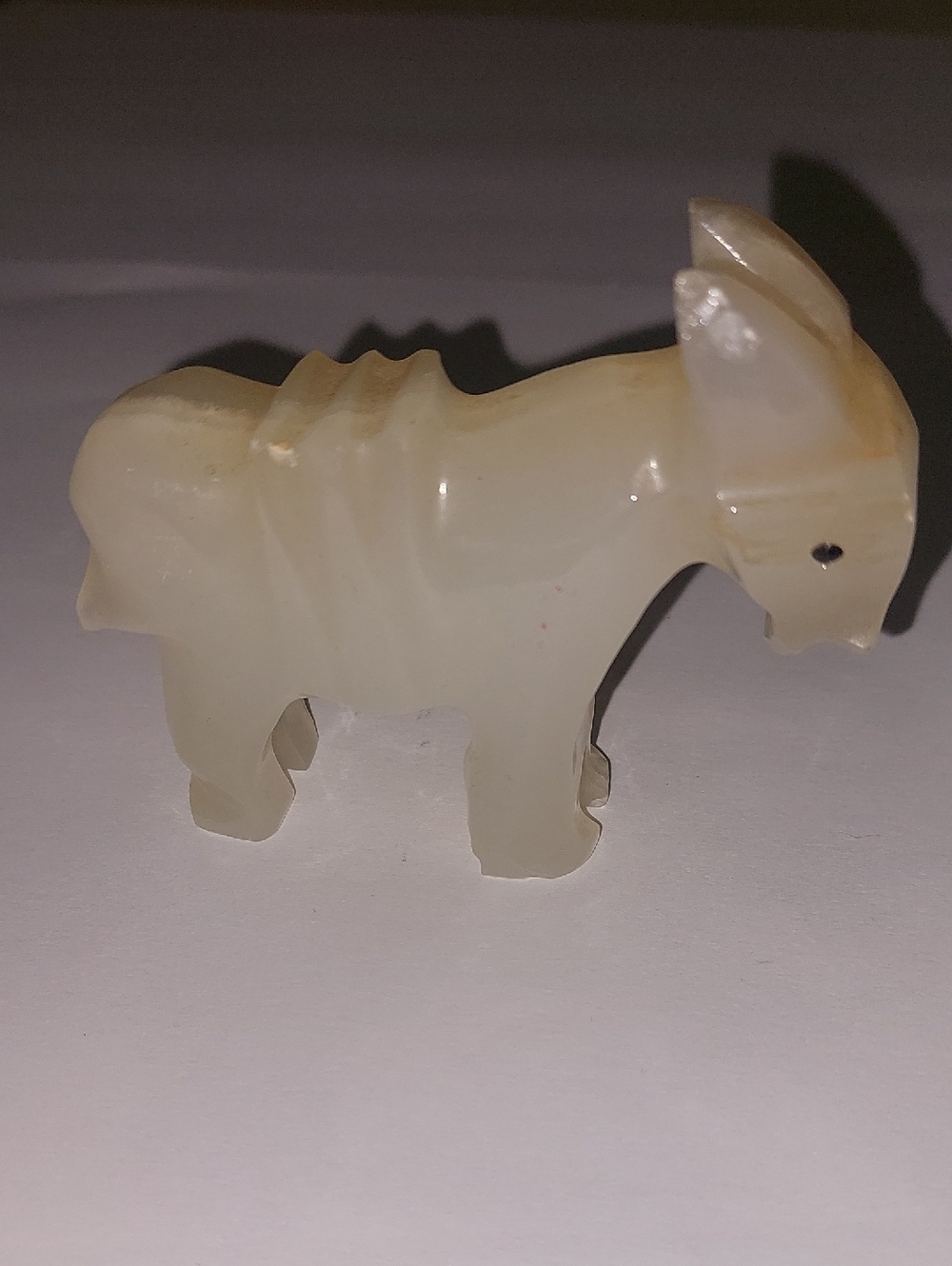 Carved Pale Stone Goat Figurine.Tag Says Mexico